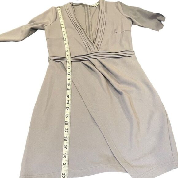 Tobi Ava Lilac Grey Bodycon Long Sleeved Split Hem Deep Plunge Dress Size Small - Picture 8 of 10